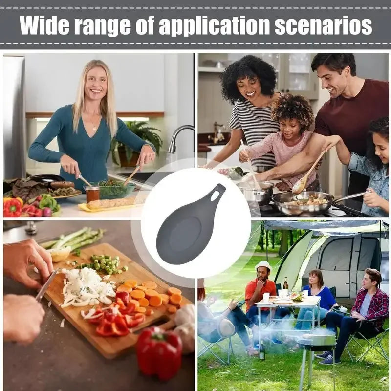 Silicone Spoon Rest Utensil Holder - Heat-Resistant Spatula & Spoon Tray for Kitchen